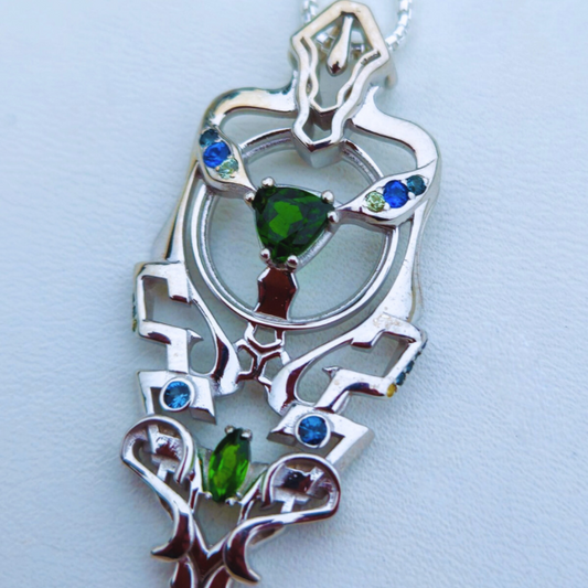 Apex x Catalyst | Portal Pendant | Chrome Diopside & blue to green Sapphire Gradient Accents