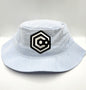 Blue Seersucker Bucket Hat with Patch