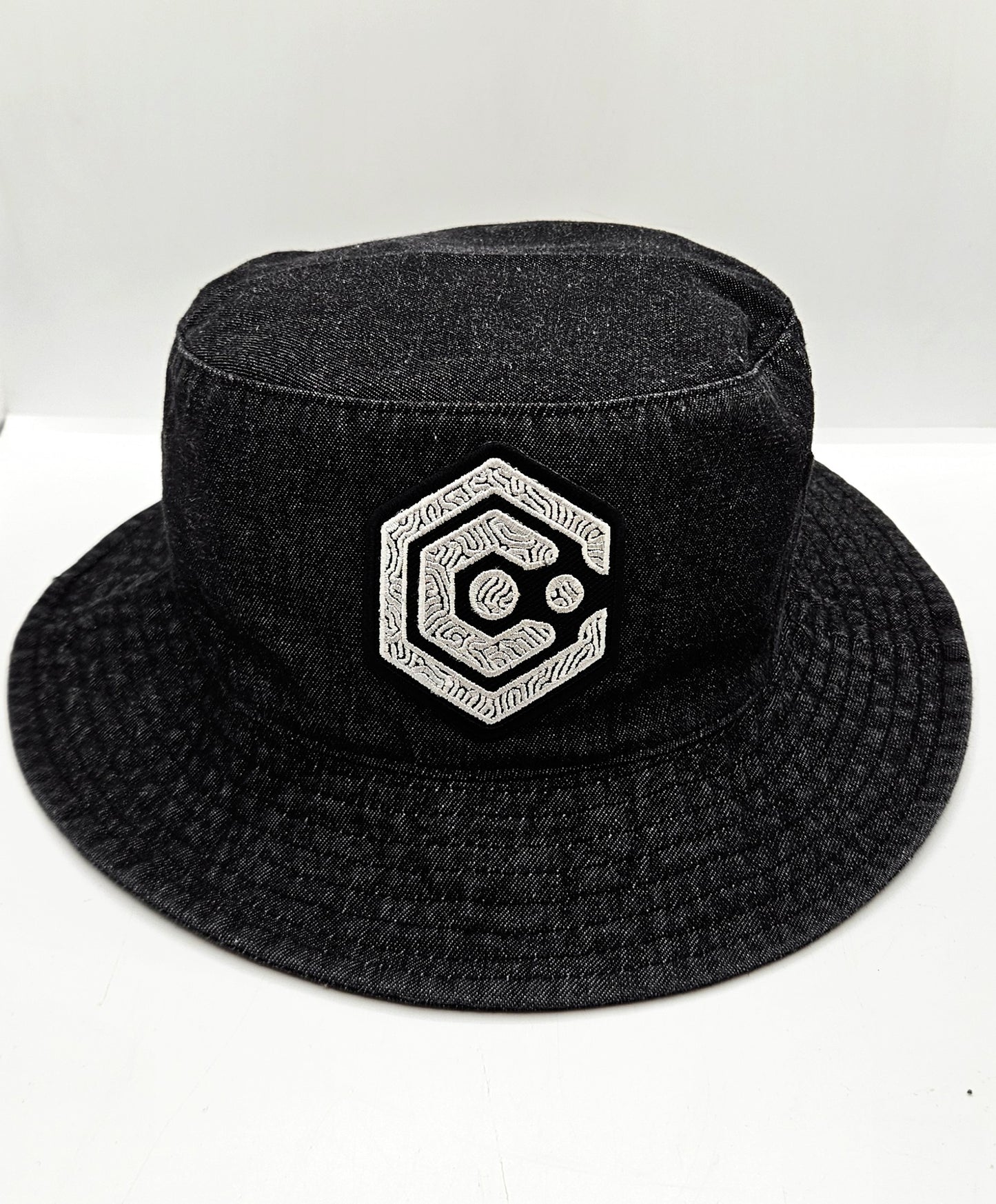 Black Denim Bucket Hat with Patch