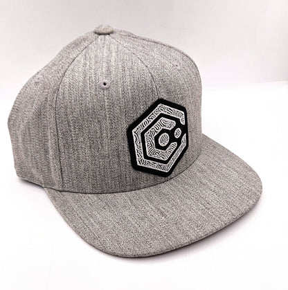 Gray Snapback Hat with Black & White Thumbprint Patch