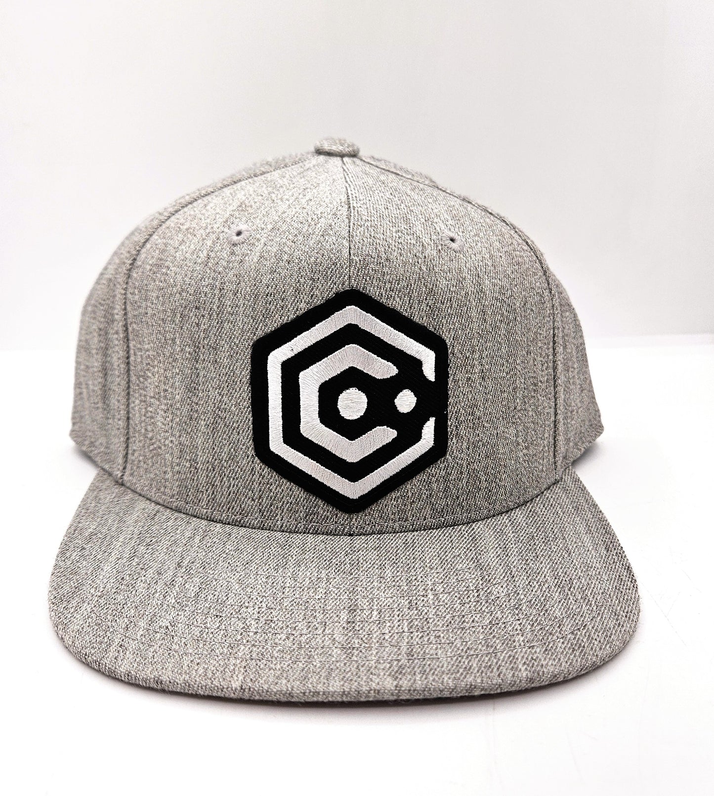 Gray Snapback Hat with Black & White Patch