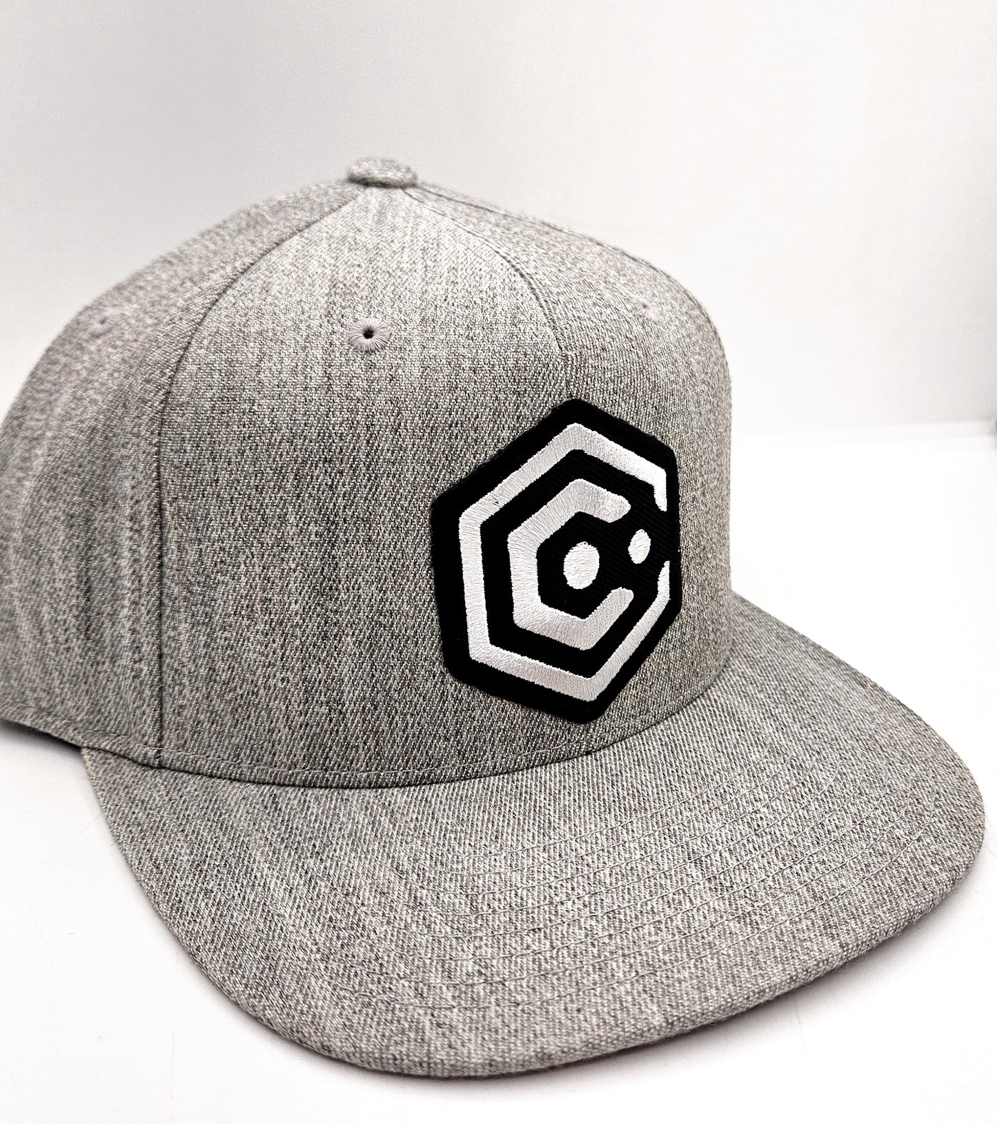 Gray Snapback Hat with Black & White Patch