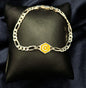 Sterling Silver Figaro Chain Bracelet With Yellow Catalyst Tag