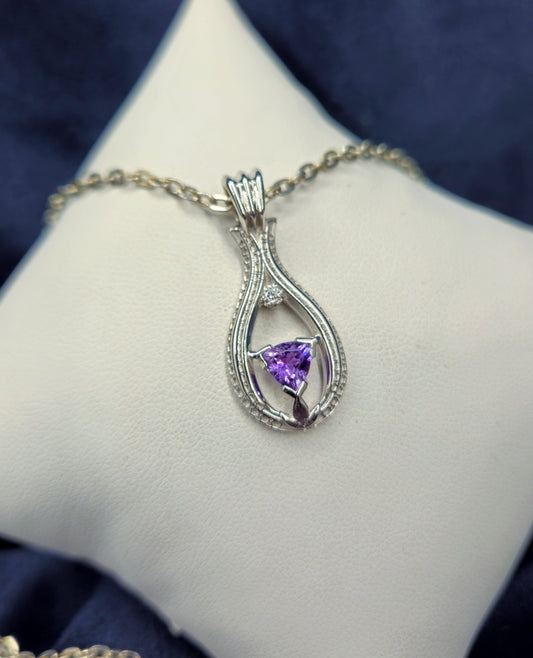 "Lotus Droplet" Amethyst with Topaz Sterling Silver Pendant