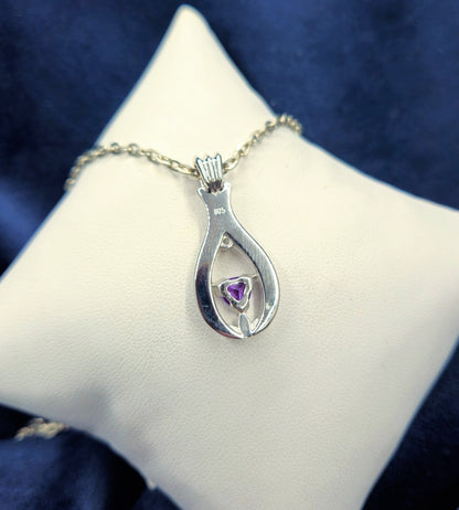 "Lotus Droplet" Amethyst with Topaz Sterling Silver Pendant