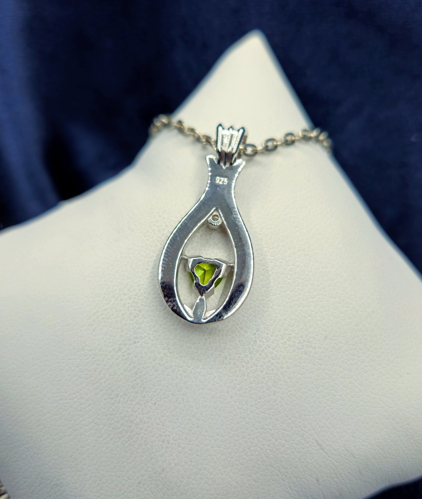 "Lotus Droplet" Peridot with Topaz Sterling Silver Pendant