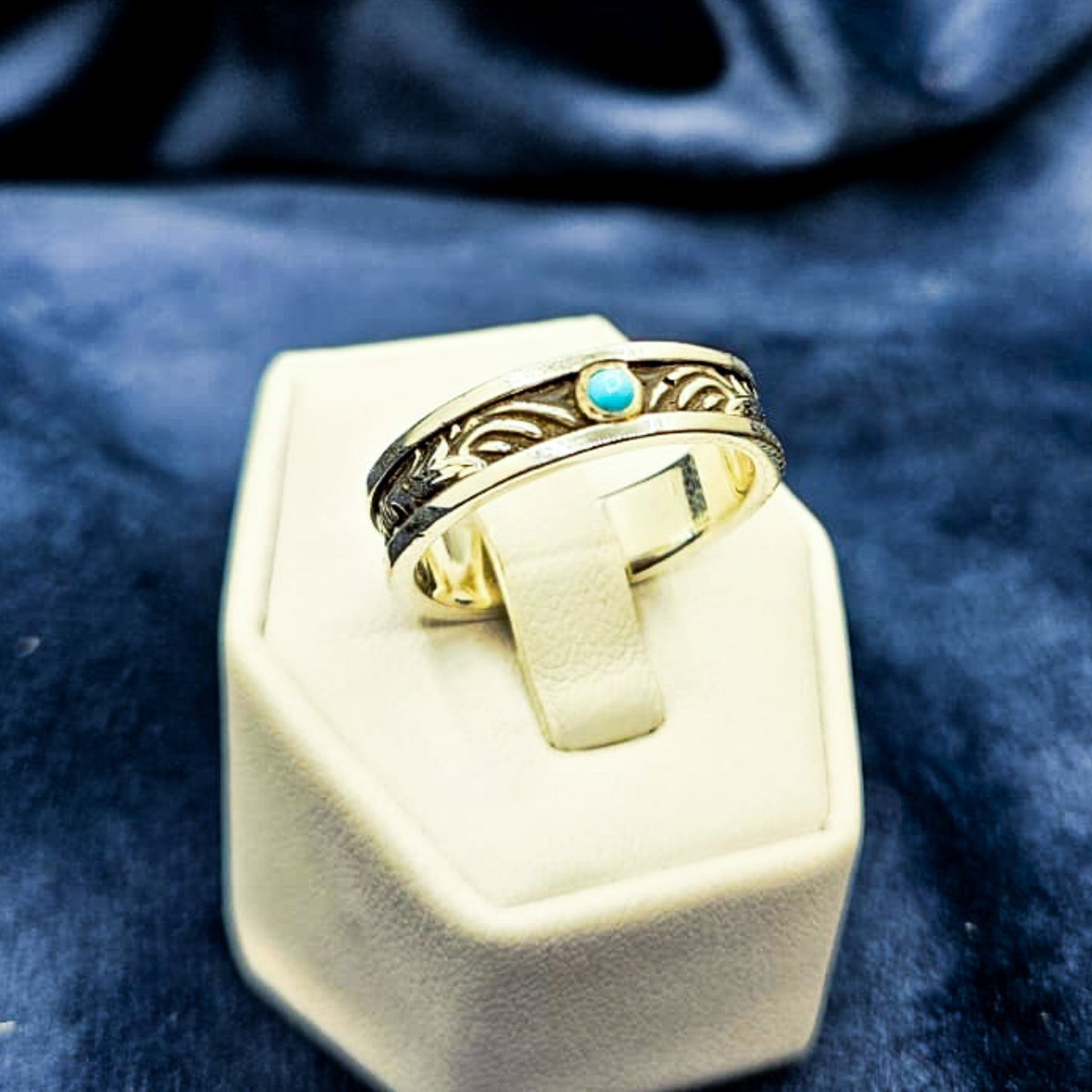 Sterling Silver Filigree Ring With Turquoise Cabochon