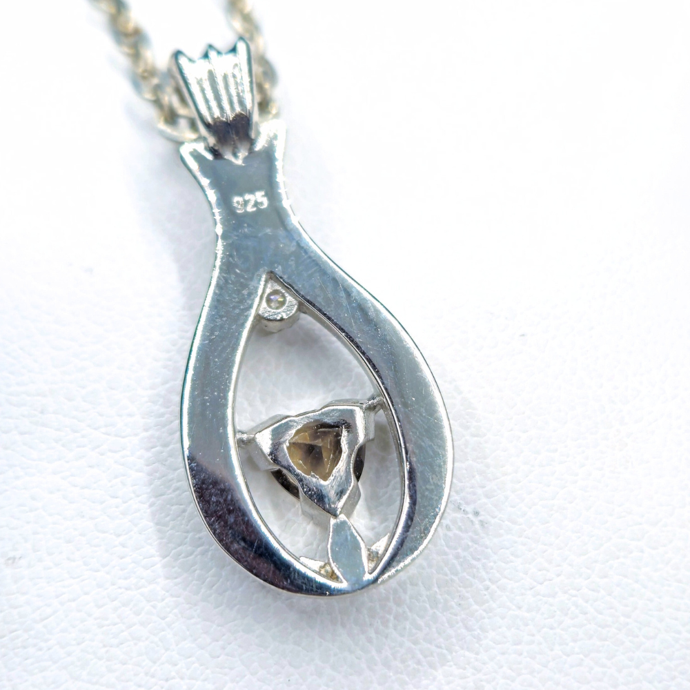 Catalyst Lotus Droplet Pendant | Sterling Silver with Smoky Quartz & Topaz