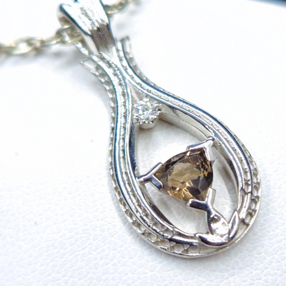 Catalyst Lotus Droplet Pendant | Sterling Silver with Smoky Quartz & Topaz