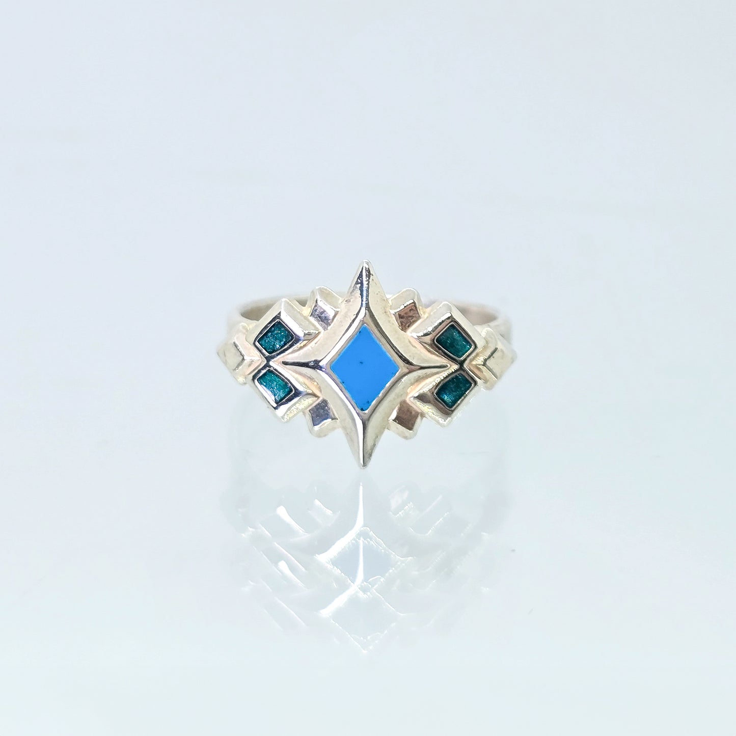 Catalyst | Sterling Silver with Blue & Teal Enamel Ring