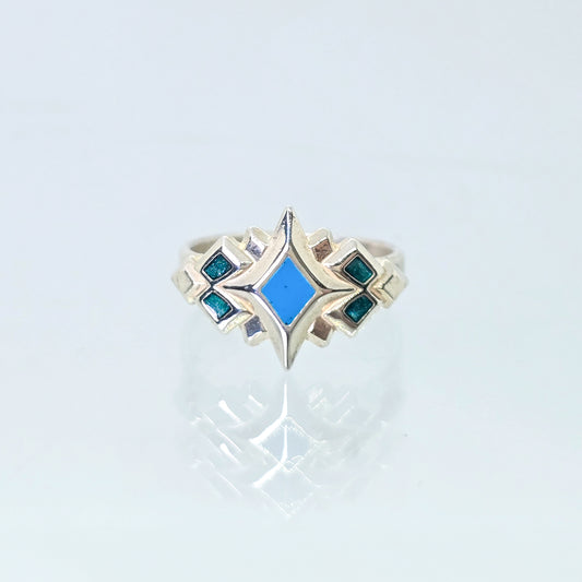 Catalyst | Sterling Silver with Blue & Teal Enamel Ring