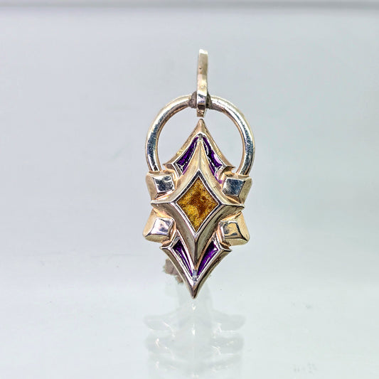 Sterling Silver & Enamel Starburst Pendant (Gold & Purple)