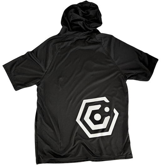 Black Short Sleeve Athletic Hoodie Thumb Print Catalyst Logo