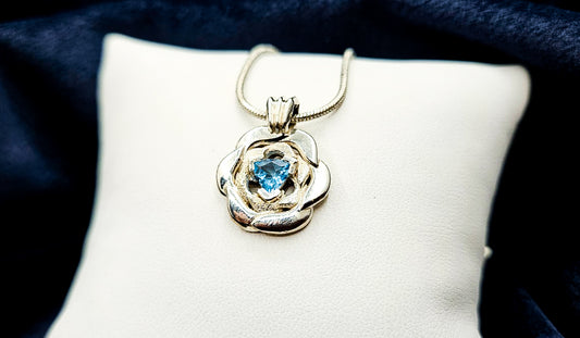 "Vortex" Blue Topaz & Sterling Silver Vortex Pendant