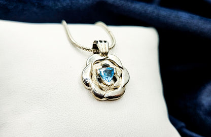 "Vortex" Blue Topaz & Sterling Silver Vortex Pendant