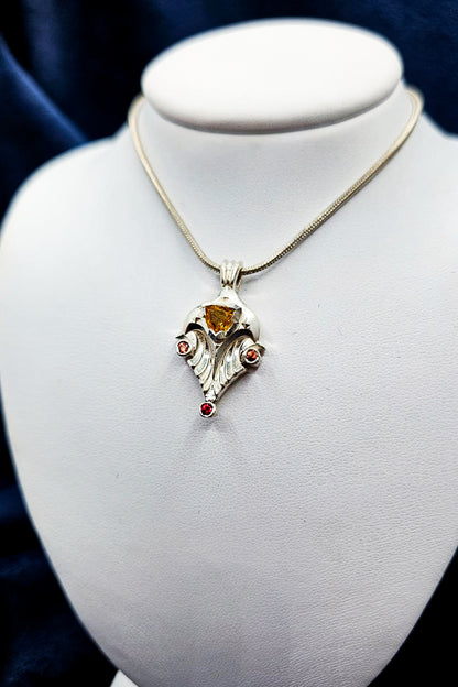 "Stingray" Sapphire & Citrine Sterling Silver Pendant