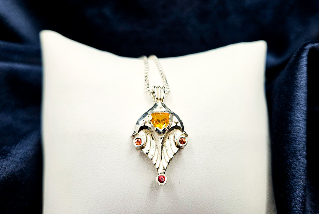 "Stingray" Sapphire & Citrine Sterling Silver Pendant