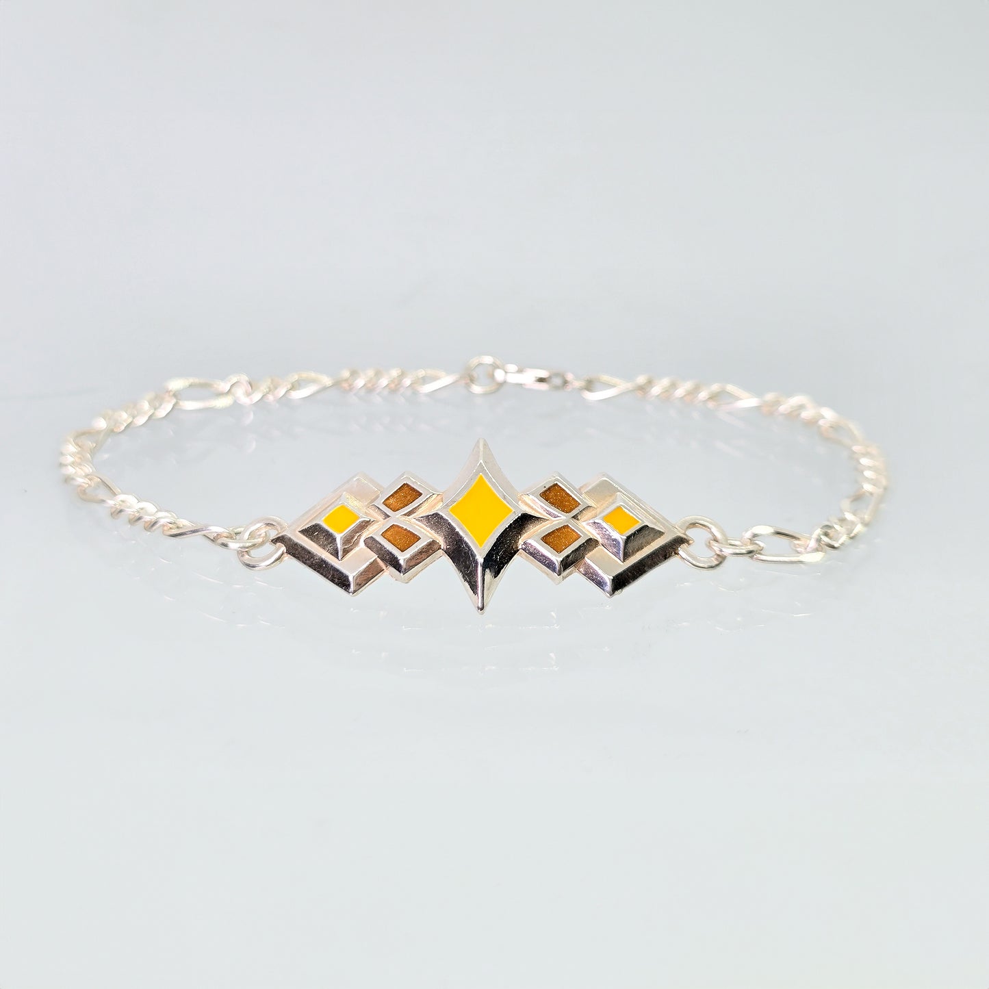 Sterling Silver & Enamel Starburst Bracelet (Yellow)