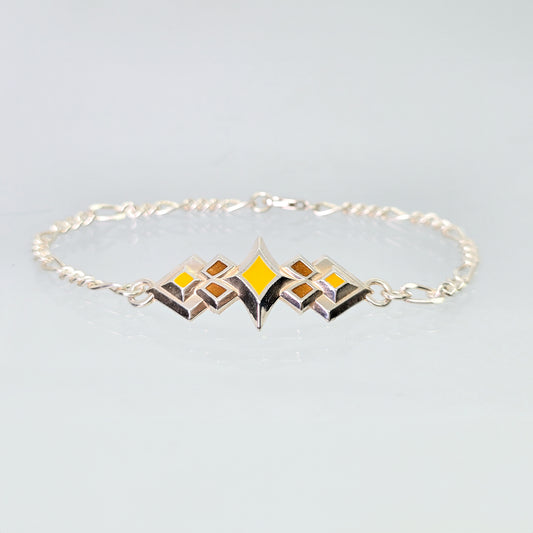 Sterling Silver & Enamel Starburst Bracelet (Yellow)