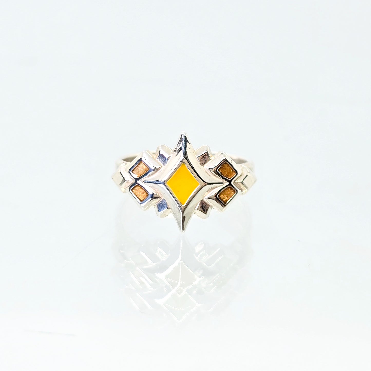 Sterling Silver & Enamel Starburst Ring (Yellow)