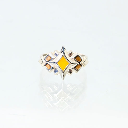 Sterling Silver & Enamel Starburst Ring (Yellow)