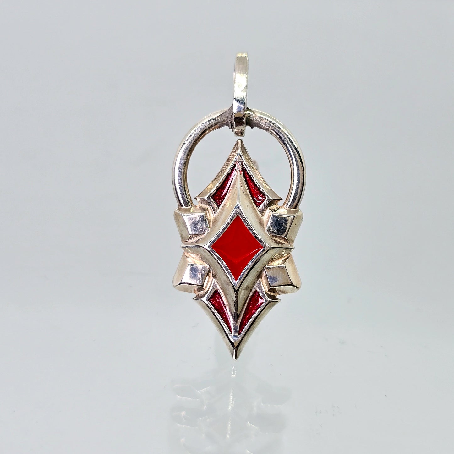 Sterling Silver & Enamel Starburst Pendant (Red)