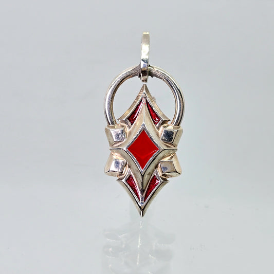 Sterling Silver & Enamel Starburst Pendant (Red)